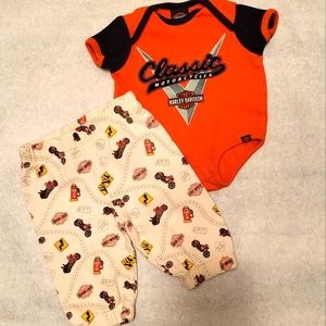 Harley Davidson onesie/bodysuit with matching sweatpants/joggers